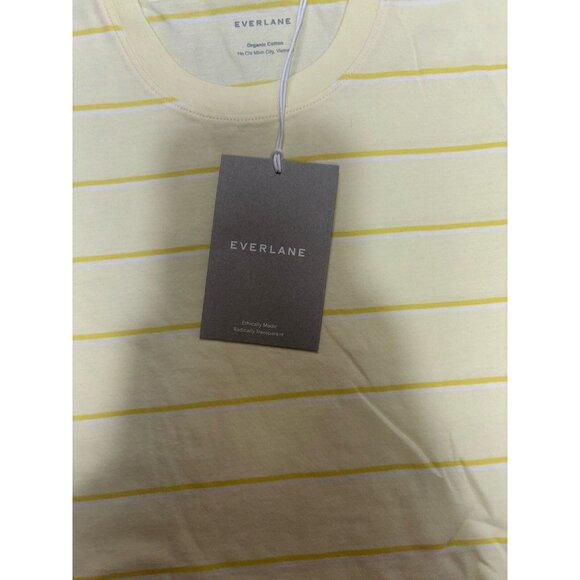 NWT Everlane The Organic Cotton Crew Tee Women's Yellow Striped T-shirt Medium - Picture 5 of 10